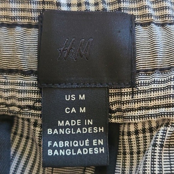 H & M Black & White Dogtooth Plaid Drawstring Pants Size M - Picture 7 of 9